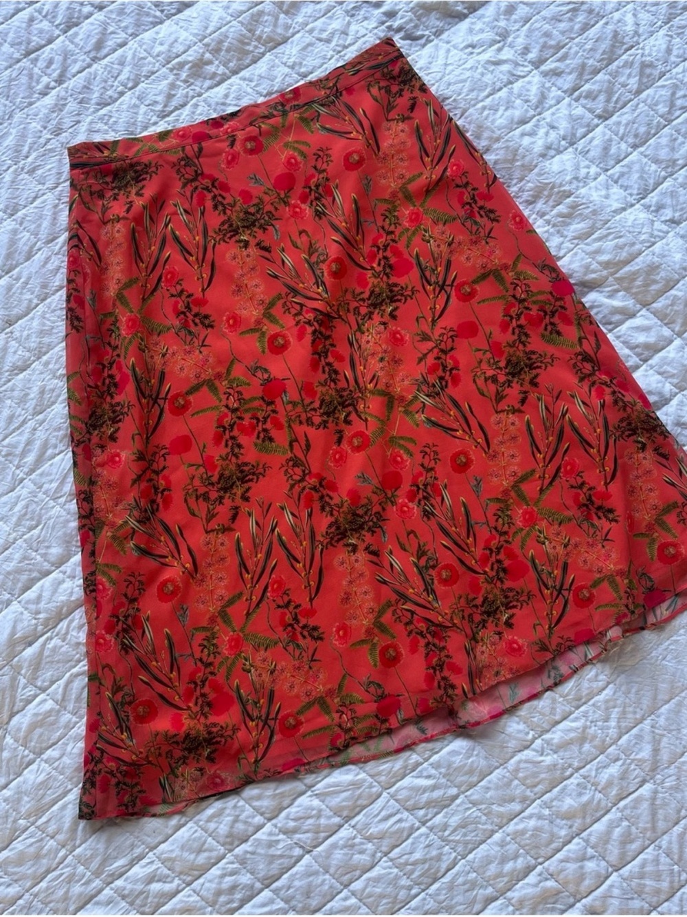 Gianni Bini Orange Floral Flowy Light Skirt
